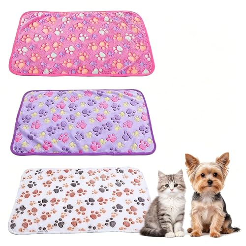 NieYat 3 Stück Katzendecke 40 × 60 cm Katzendecke für Katzen Katzen Decke waschbar flauschig weich Haustierdecke für kleine mittlere Haustiere Alltags- und Reisedecke für Sofa Bett Transportbox