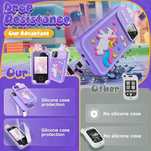 Image of Cason Small Smart Phone for Boys & Girls,2.8 inch Touch Screen Mini Toy Phone for Kids with Dual Camera, Music Player, Games Kids Mobile with 8GB SD Card (Purple)