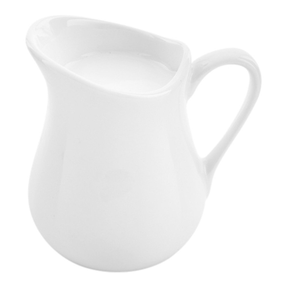 Restaurantware-4 Ounce Cream Pitcher, 1 Wide Spout Miniature Pitcher - Built-In Handle, Microwave-Safe, White Porcelain Mini Cream Jug, Dishwasher-Safe, Chip-Resistant
