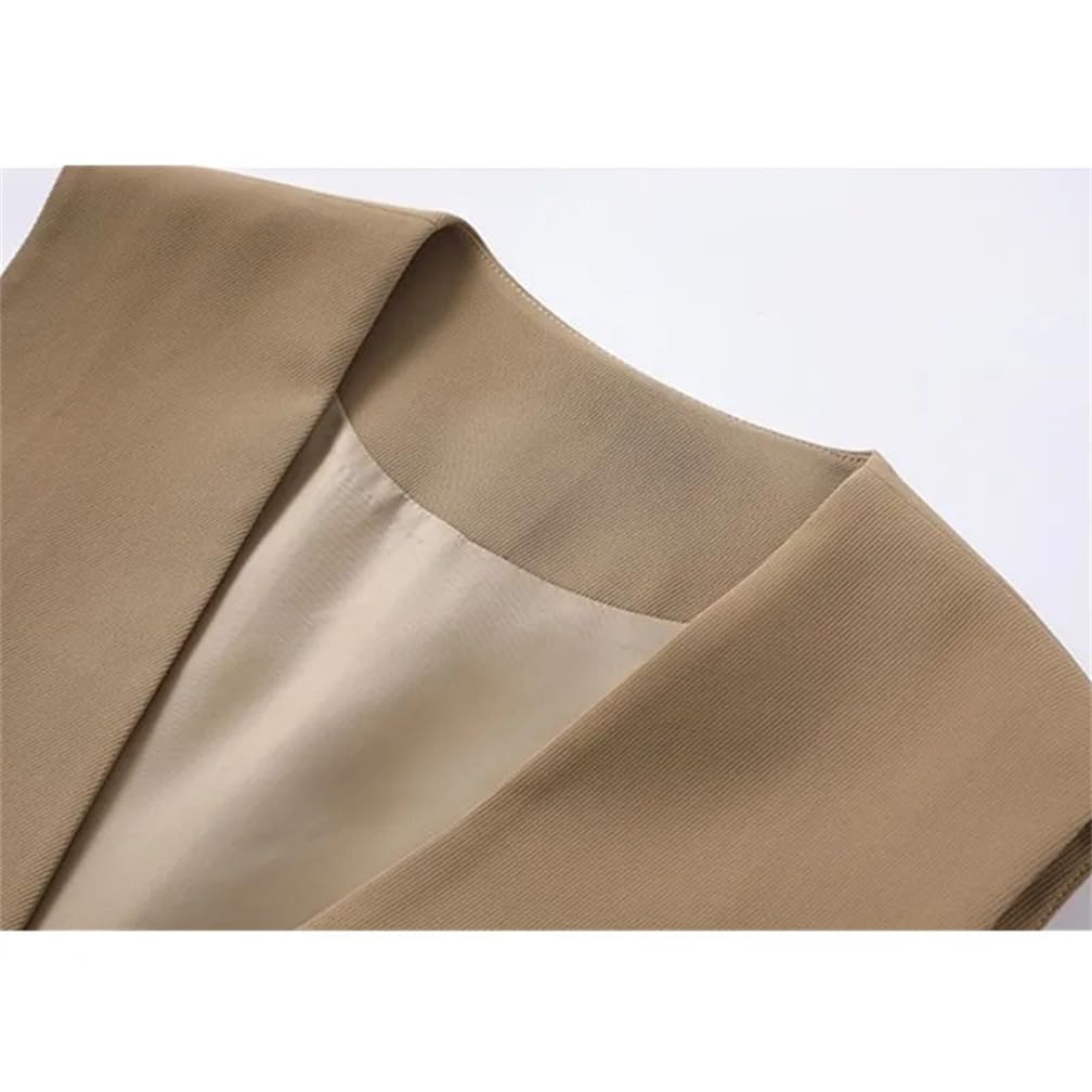 Chaleco largo con cuello en V para mujer, sin mangas, con doble botonadura