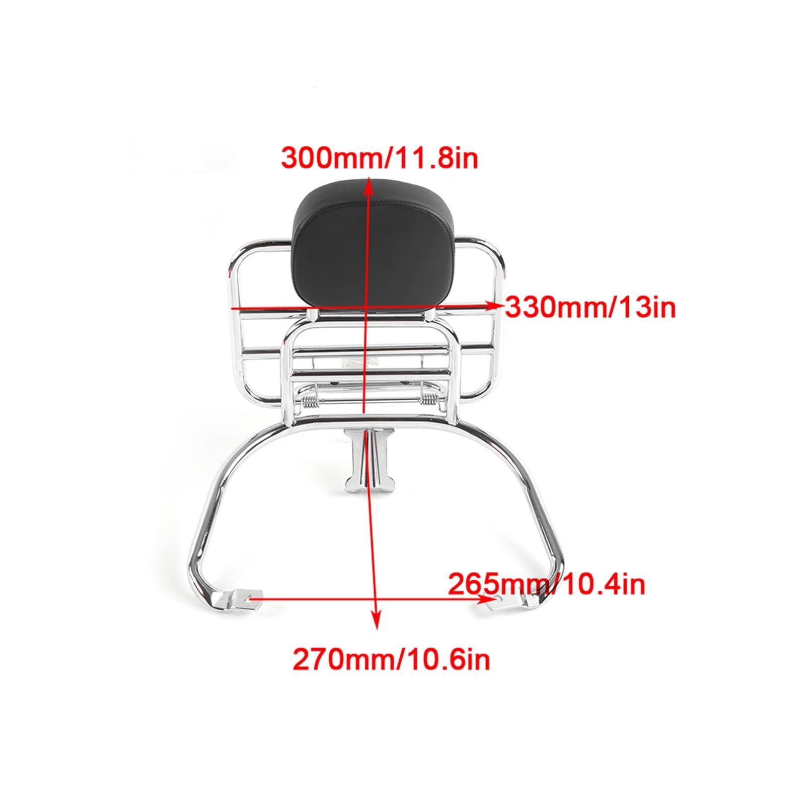Generic Portaequipajes Trasero para Motocicleta Duradero con Respaldo para Sprint Primavera 150, Placa Cromada de Aleación de Acero, Fácil de Instalar