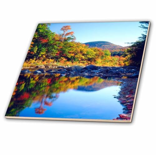 3dRose USA, New Hampshire, A Waterfall in the White Mountains. 4 Inch Ceramic Tile