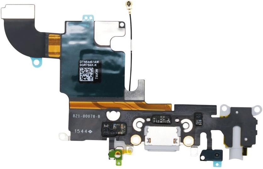 OmniRepairs Charging USB Dock Port Flex Cable Replacement with Microphone, Headphone Audio Jack Compatible for iPhone 6s Model (A1633, A1688, A1691, A1700) with Repair Toolkit (Grey)