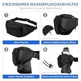 Wiserset Bauchtasche für Herren und Damen, Gürteltasche mit Flaschenhalter Gurt Verstellt Hüfttasche mit 6 Reißverschlusstaschen für Wandern Hundespaziergänge Joggen Radfahren Reisen Laufen, Schwarz