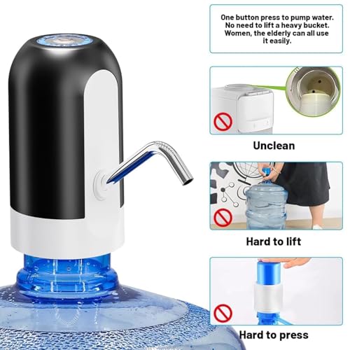 Image of Electric Water & Oil Dispenser Pump 2600 mAh bettey for 20 Litre Bottle | Automatic Water Can Dispenser with Tap | Rechargeable Bottle Pump for Home, Kitchen| Portable 20L Water /Oil Pump