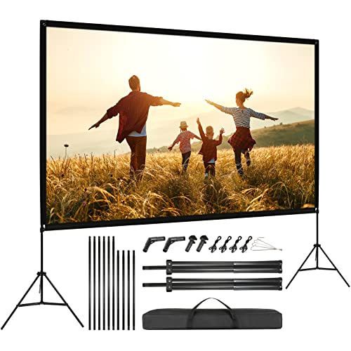 VISULAPEX 100' Leinwand Beamer HD 4K, 16: 9, 160°Betrachtung Leinwand Beamer mit Ständer Schnelles Falten Tragbare für Heimkino, Camping und Büropräsentationen