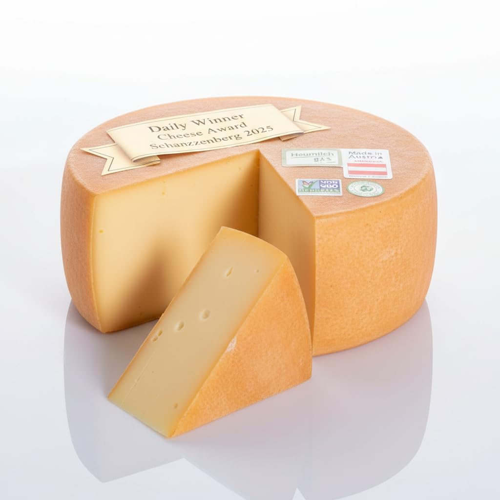 Bregenzerwälder Bergkäse – Mehrfach Gold-prämiert – aus 100% Heumilch – Traditionell handgereift & laktosefrei – Frisch vom Laib geschnitten (1000 g, Würzig (6 Mon.))