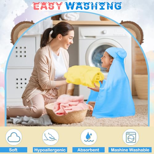 Image of Xtinmee Toddler Bath Towels Hooded for Kid 0-5 Year 28 x 47 Inch Absorbent Baby Hooded Towel with Bear Ears Large Boys Girls Infant Towels Bathrobe Shower Blanket(Soft Color,4 Pcs)