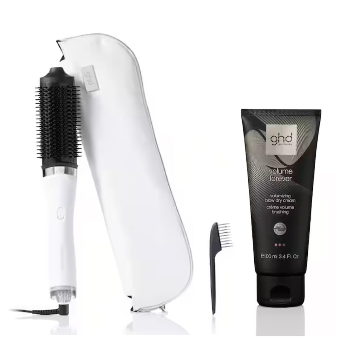 GHD - Cepillo soplador 2 en 1 ghd Duet Blowdry blanco + Creme Volume Brushing GHD Volume Forever 100 ml 1