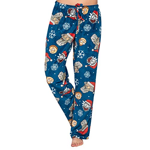 Rick and Morty Santa and Snowflakes Navy Lounge Pants
