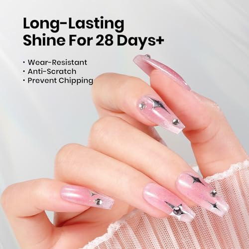 Image of beetles Gel Polish Glitter Top Coat 15ml, Stay Shining No Wipe Reflective Silver Mix Glitter Shiny Clear Gel Nail Polish Long Lasting High Gloss UV Lamp Nail Art Design Manicure Gifts for Women