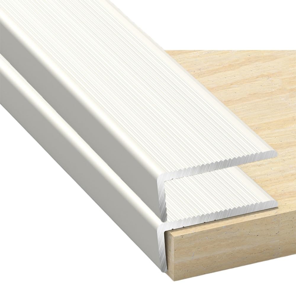 Protección De Borde De Escalera En Forma De L 90cm 120cm 150cm Moldura De Aluminio Para Escalones Exteriores, Tiras Protectoras Antideslizantes(Beige,90cm/36in)