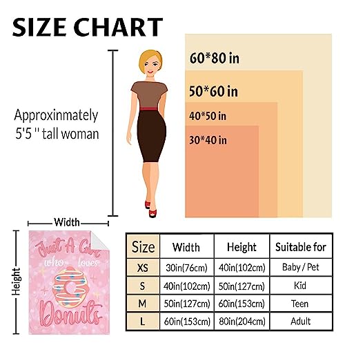 Girls Blanket - 50"x60" Cute Donut Throw Blanket Gifts for Girls - Pink Soft Fuzzy Doughnut Blanket for Bed, Couch & Living Room