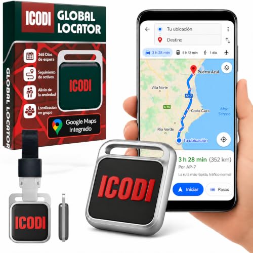 Localizador Global para Coche, Android e iOS, GOOGLE MAPS Integrado,sin SIM | Localización sin Límite de Distancia · Sin Suscripciones · 1 Año Batería · IP67 · Vehículos, Personas, Mascotas y Objetos