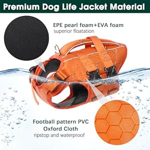 Kuoser Dog Life Jacket High Flotation, Reflective Dog Life Vest for Swimming Boating, Adjustable Small Medium Large Dog lifejacket, Lightweight Dog Life Preserver Rescue Handle Spring Summer Pool Kuoser Dog Life Jacket High Flotation Reflective Dog Life Vest for Swimming Boating Adjustable Small Medium Large Dog lifejacket Lightweight Dog Life Preserver Rescue Handle Spring Summer Pool