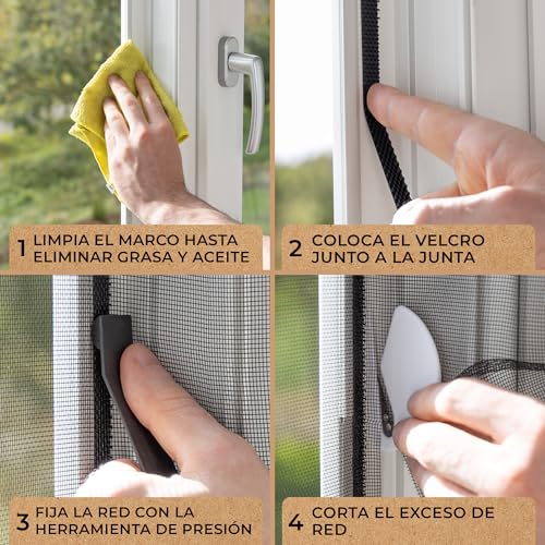 Miniatura 5 de Mückenmeister Mosquiteras Para Ventanas 130x150 Cm, Negro De Fibra De Vidrio Mosquitera Ventana Para Ventanas Con Cinta Adhesiva Red Antimosquitos Para Ventana- Tela Mosquitera