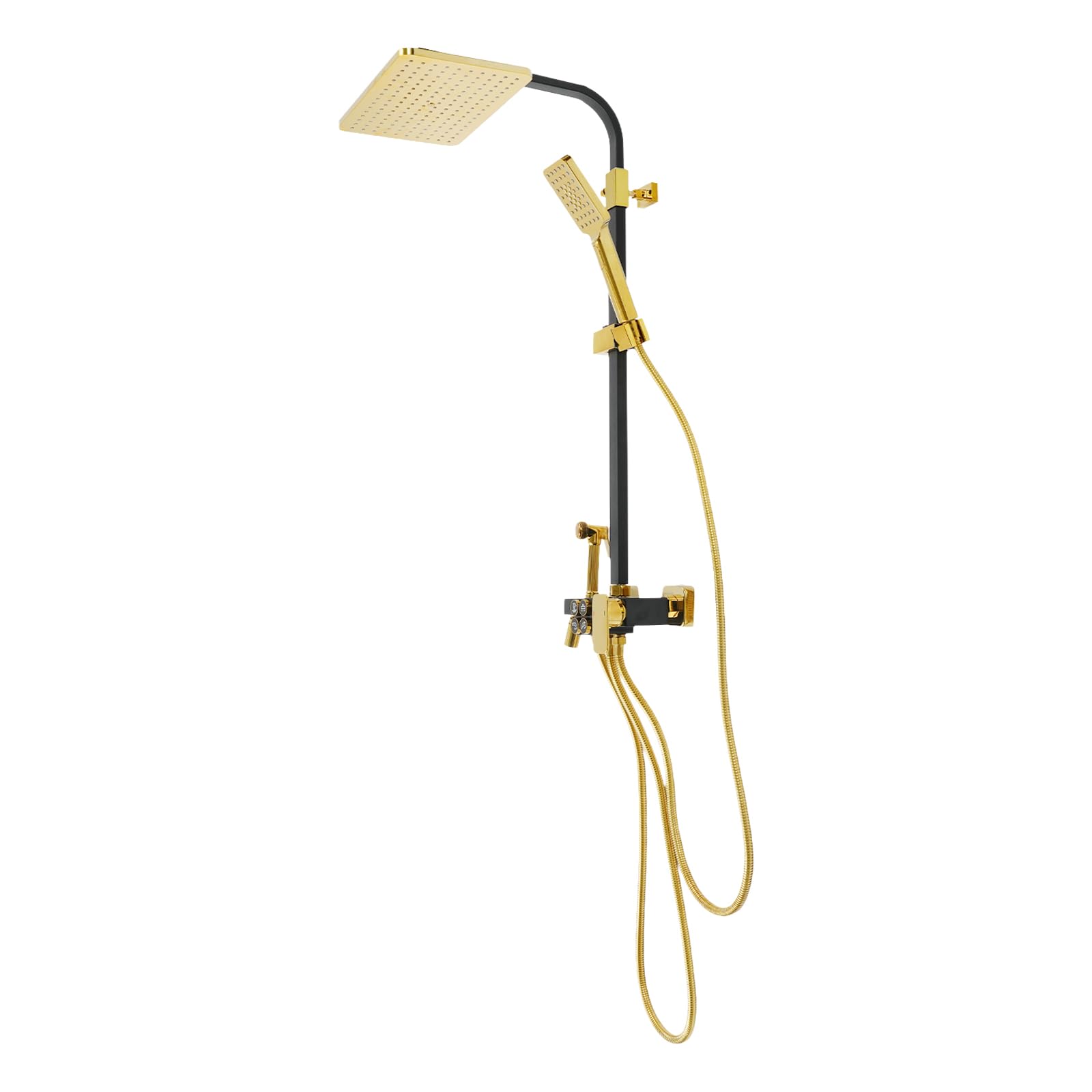 Sistema doccia con doccia a pioggia e doccetta, set completo con indicatore di temperatura e valvola in ceramica, soffione a pioggia, doccetta a mano, pistola per la pulizia, per bagno, hotel e