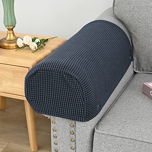 Miniatura 5 de Kaket 2 Fundas Elásticas Para Reposabrazos De Sofá, Sillón, Sillón Reclinable Gris Oscuro
