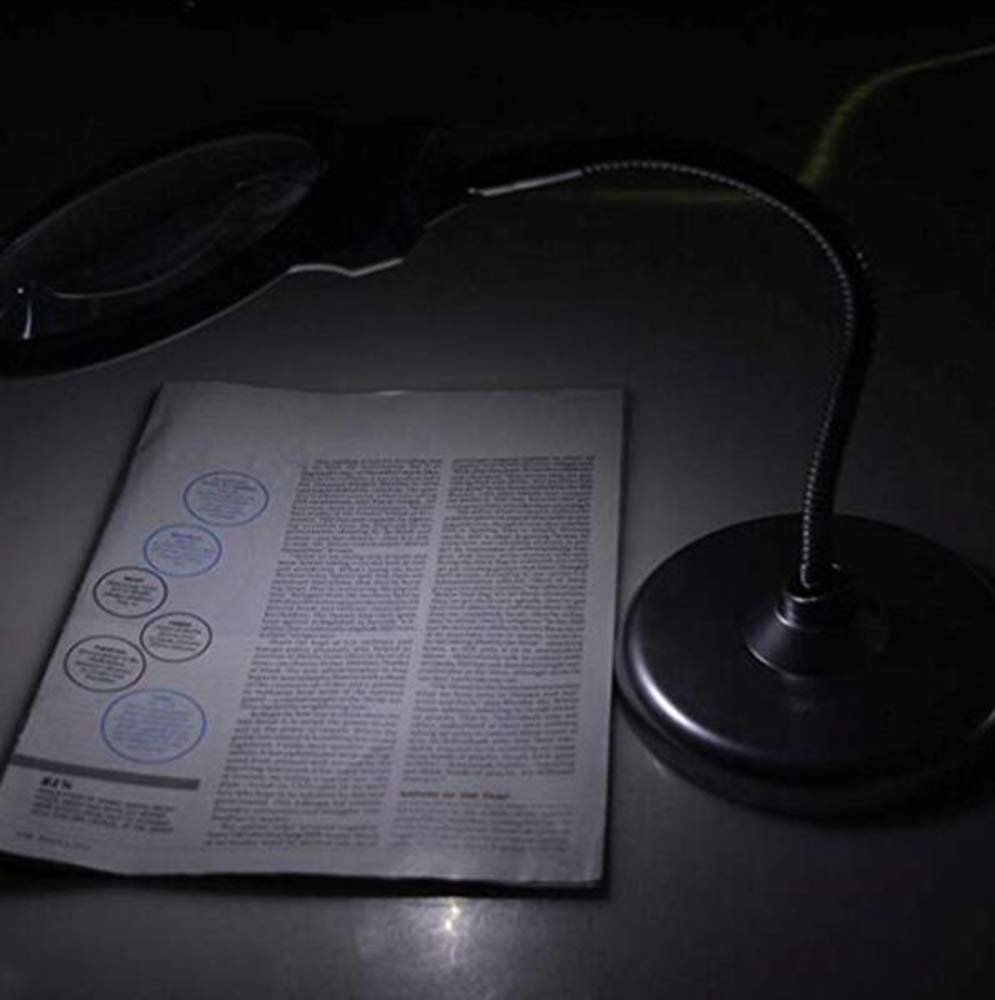 Soporte Grande para Lupa, Lupa de Escritorio 2X 5X con 2 Lentes LED, Aumento Manos Libres con luz para Pasatiempos, Manualidades, inspección, Lectura, construcción de Modelos, etc.
