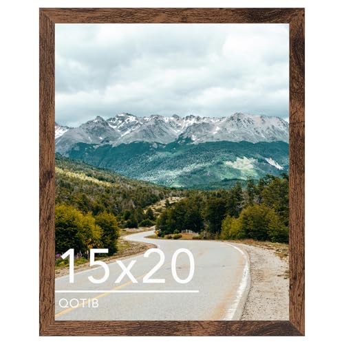QOTIB 15x20 Picture Frame Deep Brown for Wall Hanging Wood 15 x 20 Frame Poster Photo Frame for Wall Horizontally or Vertically Deep Brown 1 Pack