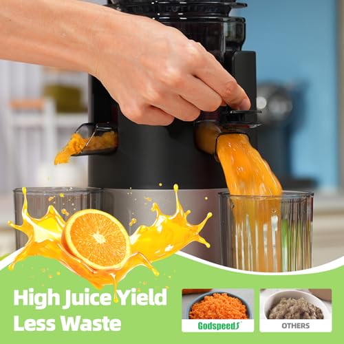 Cold Press Juicer, 5.8" Wide Feed Chute Slow Masticating Juicer Machine for Whole Fruits & Vegetables, Easy to Clean & High Juice Yield