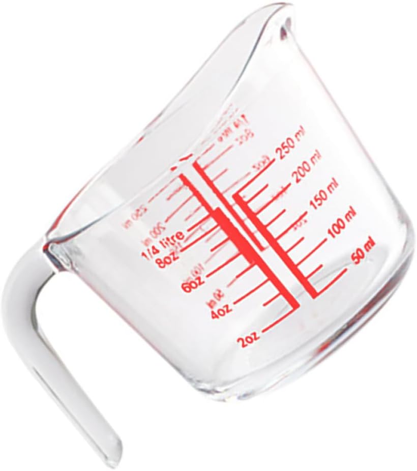 VICASKY Tempered Glass Measuring Cup 0.25l Graduated Scale Heat-resistant Baking Tool Kitchen Measuring Jug