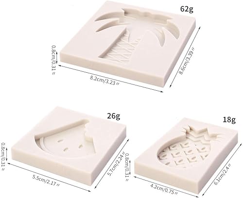 Miniatura 4 de AKOAK 3 moldes de silicona para fondant, molde de silicona de arcilla de resina, caramelo de chocolate, ananas, árbol de coco y sandía