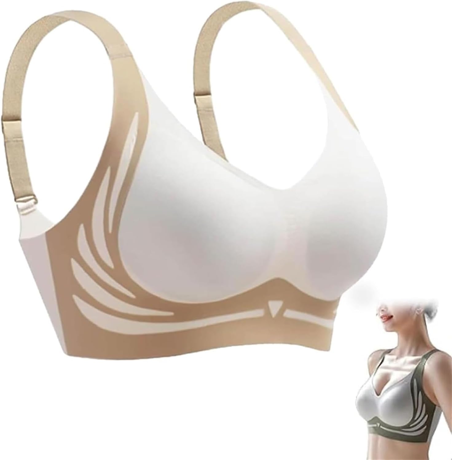 Zhden Nahtloser BH Ohne Bügel - Push Up Für Großen Büstenumfang