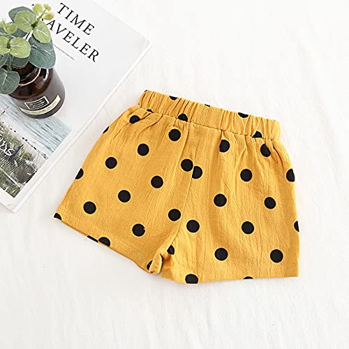 Toddler Polka Dot Linen Shorts Summer Drawstring Active Bottoms Little Boys Girls Elasticated Waist Casual Shorts4