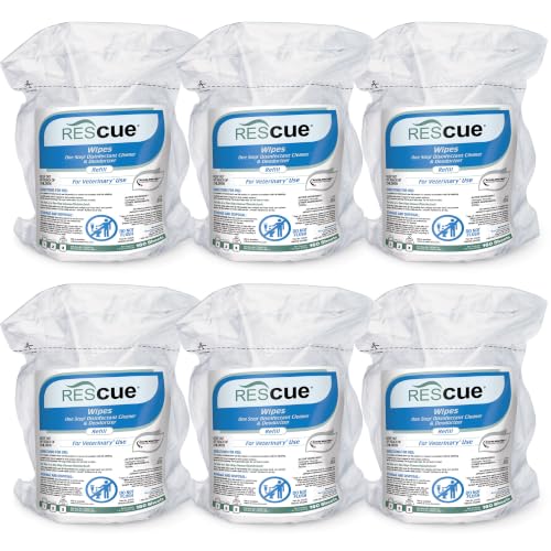 REScue One-Step Disinfectant Wipes for Vet Use 160 Count (6 Pack)