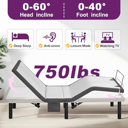 HIGREENA Adjustable Bed Frame with Massage, Zero Gravity Adjustable Bed Base with 4 USB Ports & Under-Bed Night Light, Storage Pocket, Wireless Remote Control, Twin XL Size