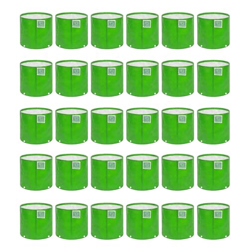 GREENSHEEP HDPE Grow Bag Heavy Duty 260 GSM Round Plants Flower Growing Bags Floor Standing Mount Type for Home Garden Balcony Terrace Kitchen Nursery (Green, 9x9 inch, Pack of 30)