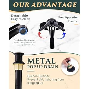   Vintage-Brass-Bathroom-Faucets-5-Minutes-Installation-Antique-Single-Hole-Sink-Faucet-Easy-to-Handle-for-BathroomVanityRv-669-Inch-Faucet-Height-236-Oz-Weight-Matte-Black