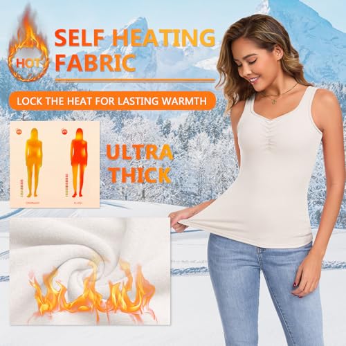 Image of Thermal Underwear Tank Top Fleece Shirt Cami Sleeveless Thermal Top Warm Undershirt Base Layer Women Cold Weather