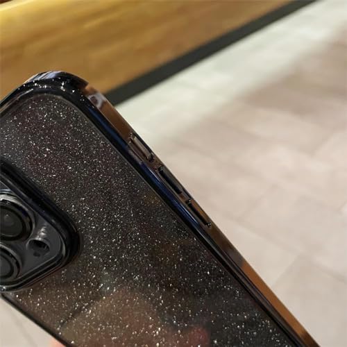 Coque iPhone 14 transparente à paillettes avec protection d'objectif en verre