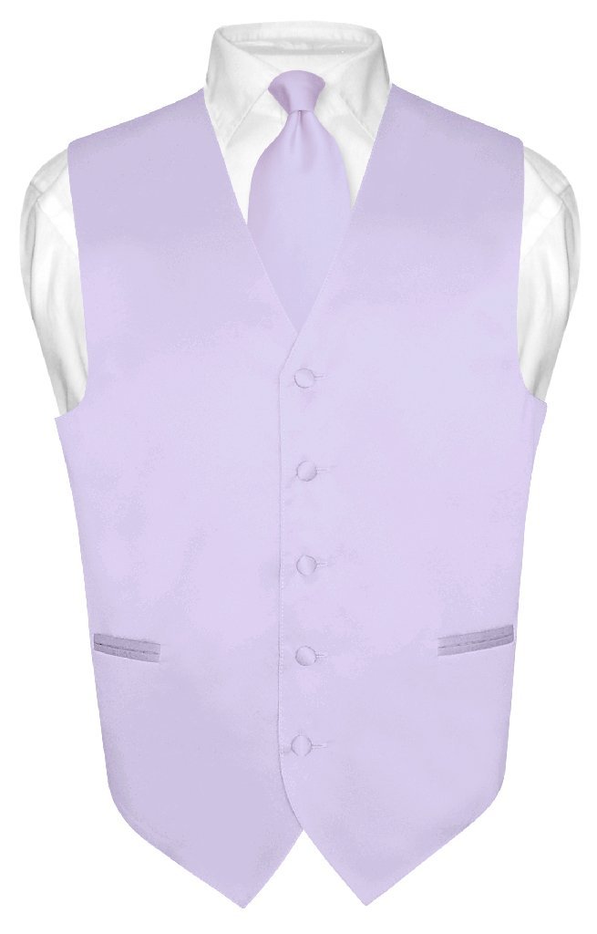 Men's Dress Vest & Necktie Solid Baby Blue Color Neck Tie Set for Suit or Tuxedo-image-31