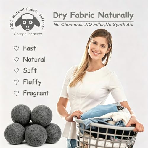 Image of Budieggs Wool Dryer Balls XL 6-Pack, 100% New Zealand Wool Handmade | Chemical-Free Natural Fabric Softener Reusable, Reduces Wrinkles, Tangling, Drying time & Static Cling, Lasts 1000+ Loads