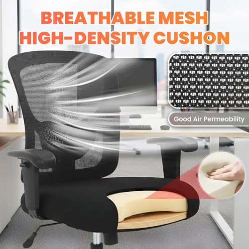 BestOffice Big and Tall Office Chair, 400 lbs Ergonomic Mesh Desk Chair with Lumbar Support and Adjustable armrest Wide Seat Rolling Swivel Task Executive Chair for Home Office (Bl image 8