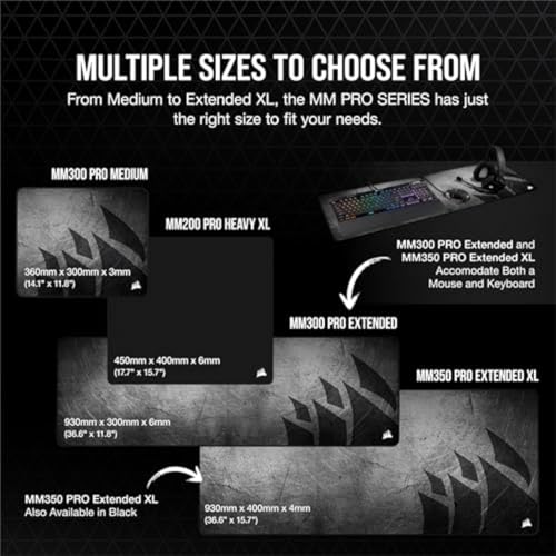 Image of Corsair MM350 PRO Extended XL Premium Spill-Proof Cloth Gaming Mouse Pad - 36.6 inch Width x 15.7 inch Height Surface - Black