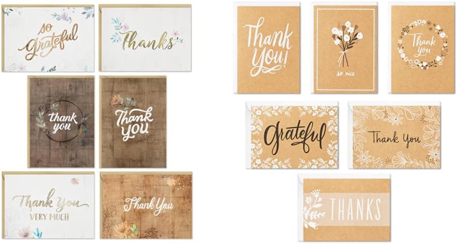 Hallmark Thank You Cards Assortment, Rustic Collection (96 Thank You Notes with Envelopes)