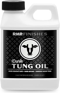 RMP Finishes Dark Tung Oil for Wood Finishing, Cutting Boards, Outdoor Furniture, Butcher Blocks, Wooden Flooring, Food Grade, Waterproof, 8 oz.