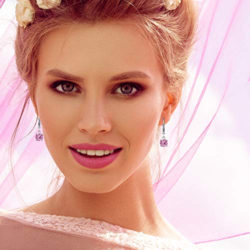 4-10 Pairs Silver Small Hoop Earrings With Cz Charm For Women-Flawless Cubic Zirconia Leverback Drop Earrings For Teens Girls (10 Pairs -Cz) #TOP1