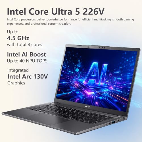 Image of Delca Customized Laptop Made with Acer Aspire 14 AI Portable Laptop | 14 inch WUXGA Matte Touch | Intel 8-core Ultra 5 226V (Up to 40 NPU Tops - Up to 53 GPU Tops) | 16GB DDR5 1TB /2TB /4TB SSD | Win 11