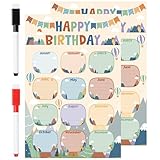 MENIFEND Birthday Chart Poster for Classroom: 2 Pcs Mountain Scenery Happy Birthday Calendar Reusable Laminated for Kids, Classroom Wall Bulletin Board Decor for Teachers Back to School Supplies