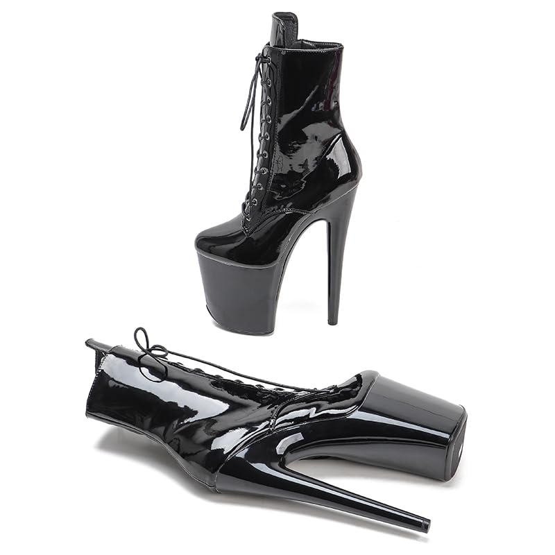 WUXIN H&P 8 Inch Pole Dance Boot Shoes, Exotic Stiletto Platform Heels