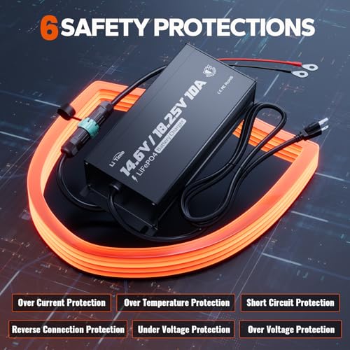 Image of LiTime 12V /16V 10A LiFePO4 Charger, IP65 Waterproof, 14.6V /18.25V Output