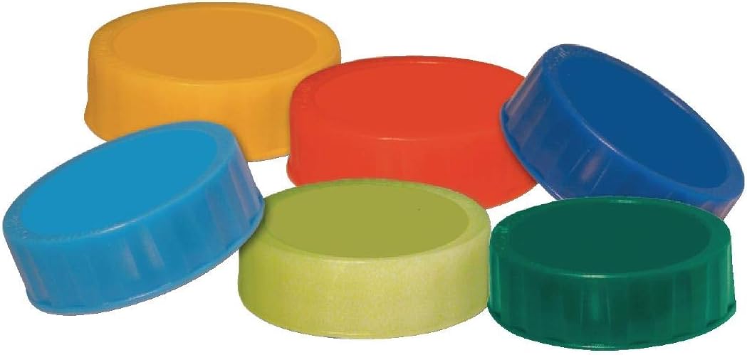 Colored Caps (for FIFO sauce dispenser bottles) Pack of 6 Colored Caps: Red, Yellow, Green, Dark Green, Blue and Dark Blue.