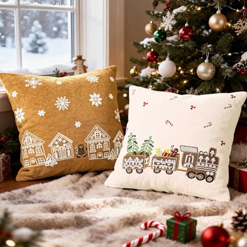 Lanpn 2 Stück Winter Kissenbezug Weihnachten Kissenhülle 50x50 cm,...
