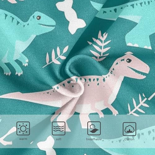 Wusikd Teal Dinosaurs Girls' Underwear Cotton White Bones Girls Briefs Soft Toddler Underwear 2T3