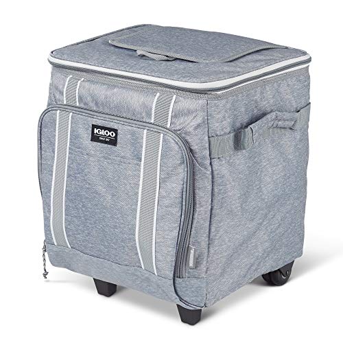 Igloo 40 Can Large Portable Insulated Soft Cooler With Rolling Wheels, Gray #TOP1